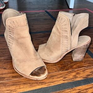 Vince Camuto Light Brown/Tan Open Toe Leather Booties